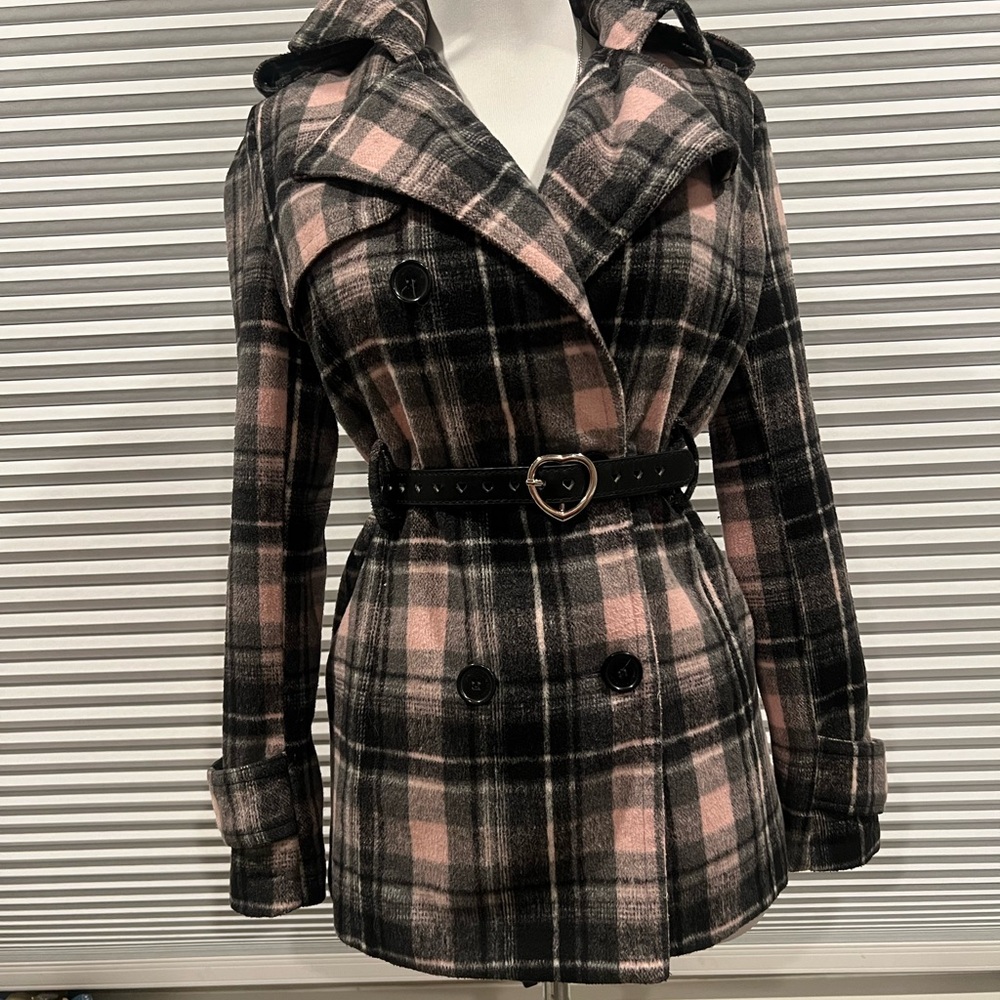 Plaid Double-Breasted Girls Jacket